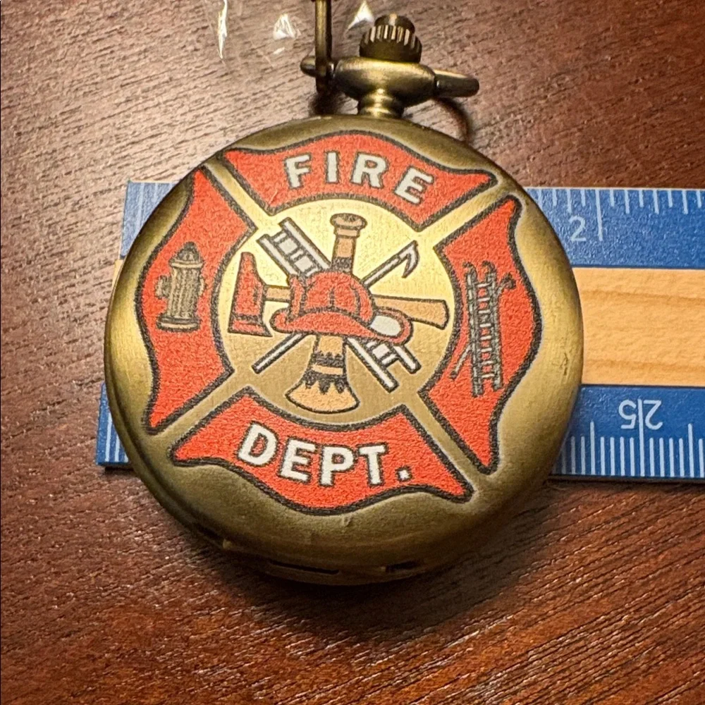 Bronze Fire Department Quartz Pocket Watch‎